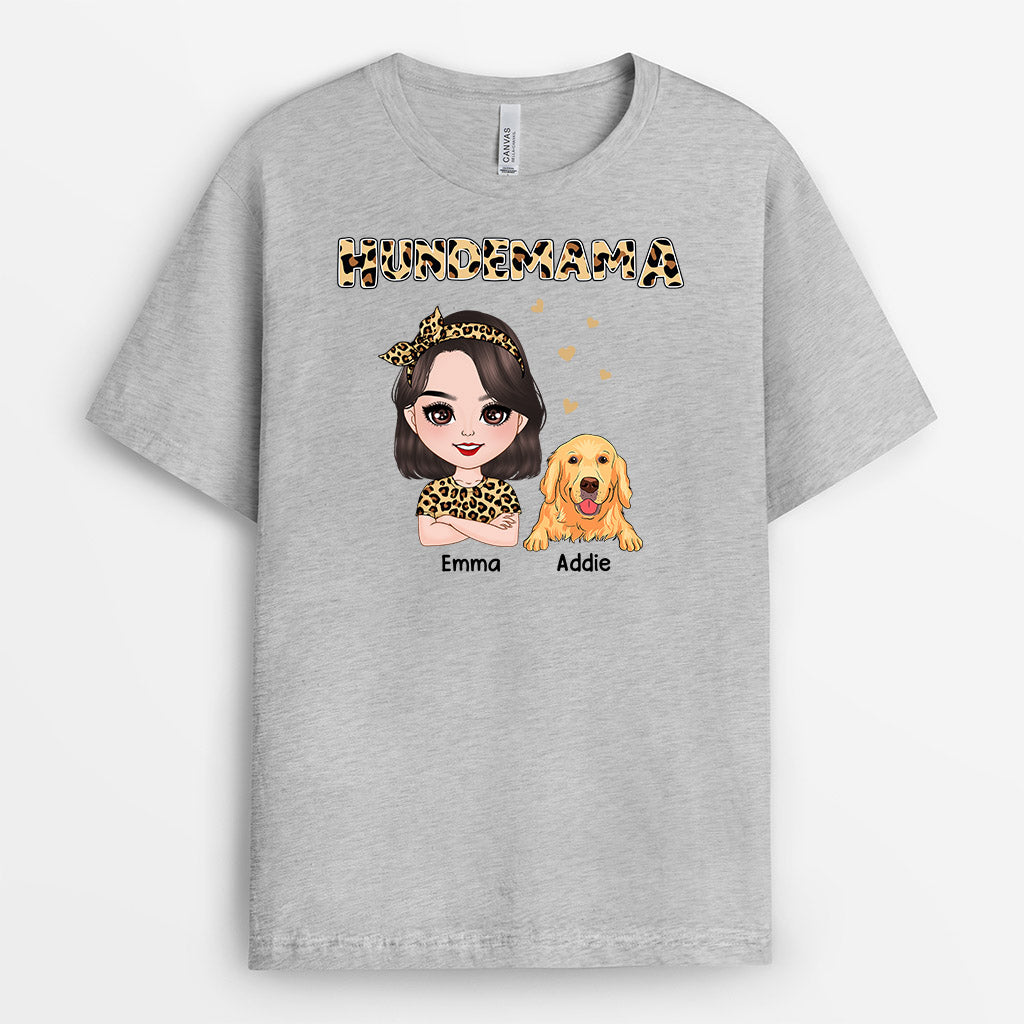 0815AGE2 Personalisierte Geschenke T Shirt Leopard Hunde Hundemama Hundebesitzer