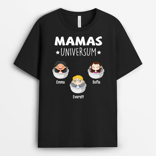 0855AGE1 Personalisierte Geschenke T Shirt Universum Mama Oma