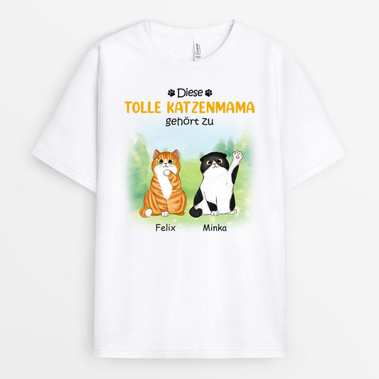 0902AGE1 Personalisierte Geschenke T Shirt Katzen Katzenliebhaber Katzenbesitzer